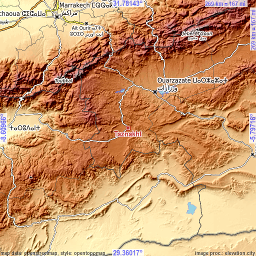 Topographic map of Taznakht