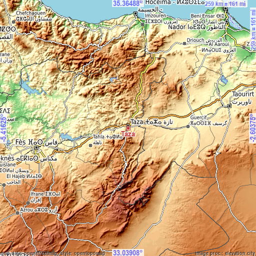 Topographic map of Taza