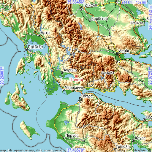 Topographic map of Thérmo