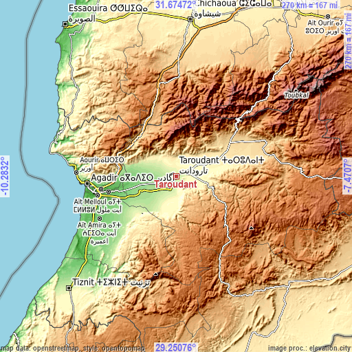 Topographic map of Taroudant