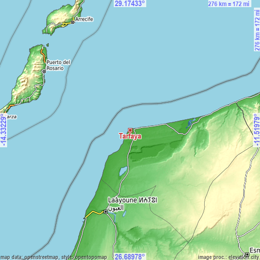 Topographic map of Tarfaya