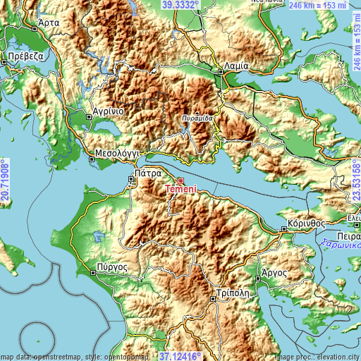 Topographic map of Témeni