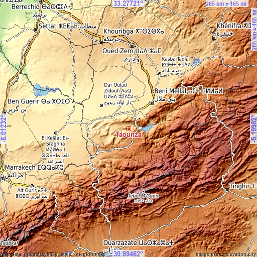 Topographic map of Taounza