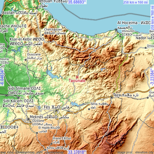 Topographic map of Taounate