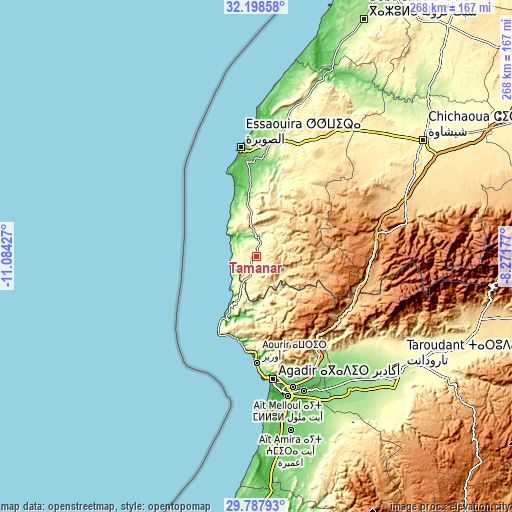 Topographic map of Tamanar