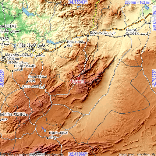 Topographic map of Talzemt