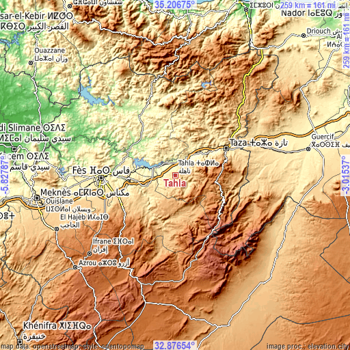 Topographic map of Tahla