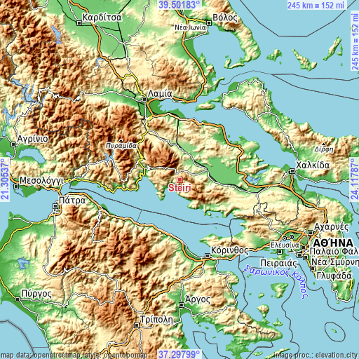 Topographic map of Steíri