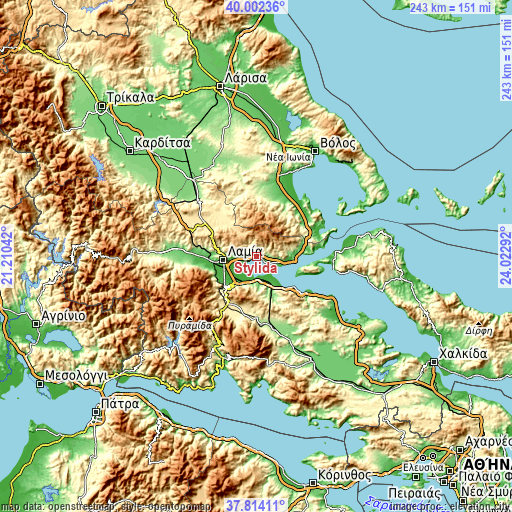 Topographic map of Stylída