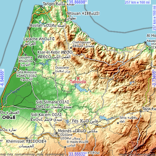 Topographic map of Tabouda