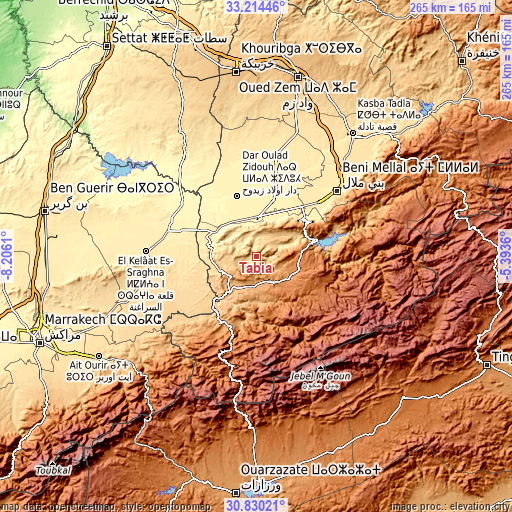 Topographic map of Tabia