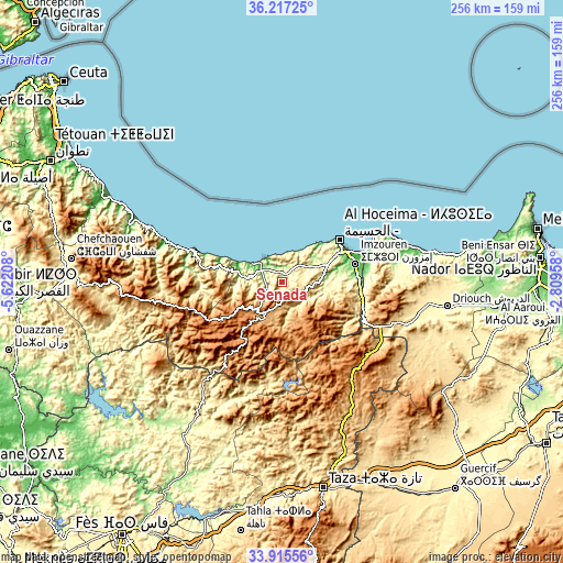 Topographic map of Senada