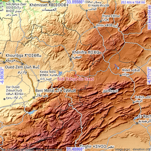 Topographic map of Sidi Yahya Ou Saad