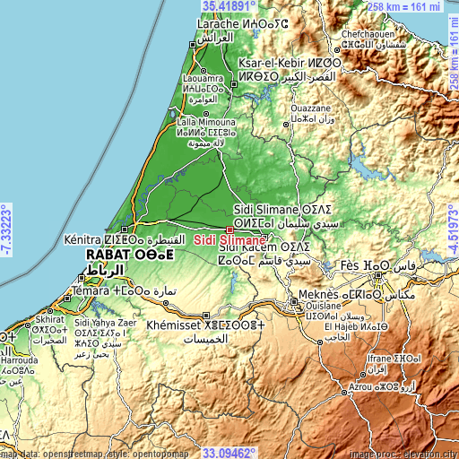 Topographic map of Sidi Slimane