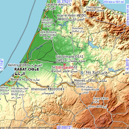 Topographic map of Sidi Qacem