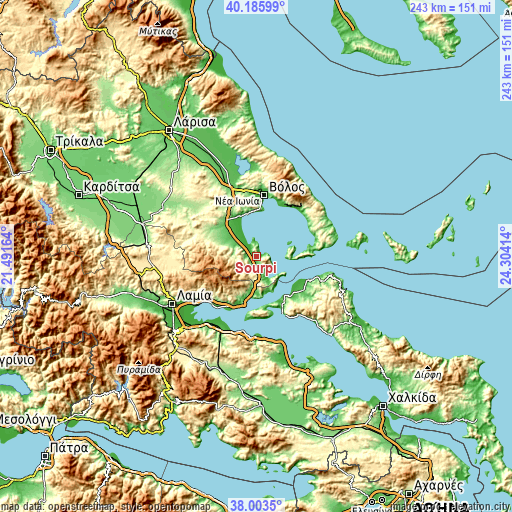 Topographic map of Soúrpi