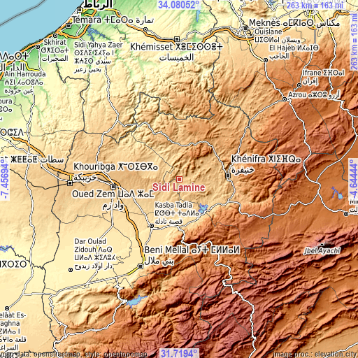 Topographic map of Sidi Lamine