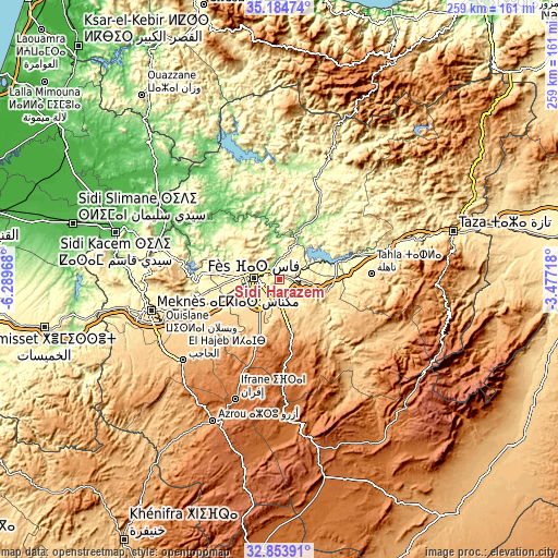 Topographic map of Sidi Harazem