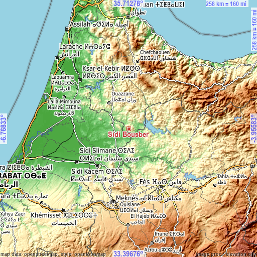 Topographic map of Sidi Bousber