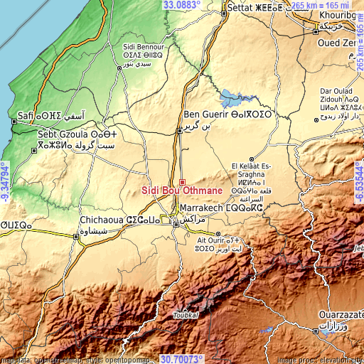 Topographic map of Sidi Bou Othmane