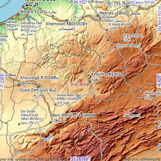 Topographic map of Sidi Amar