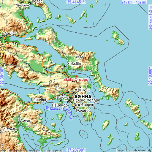 Topographic map of Skála Oropoú