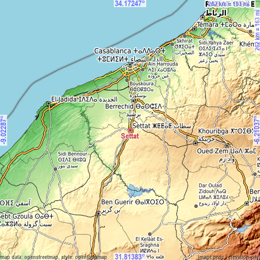 Topographic map of Settat