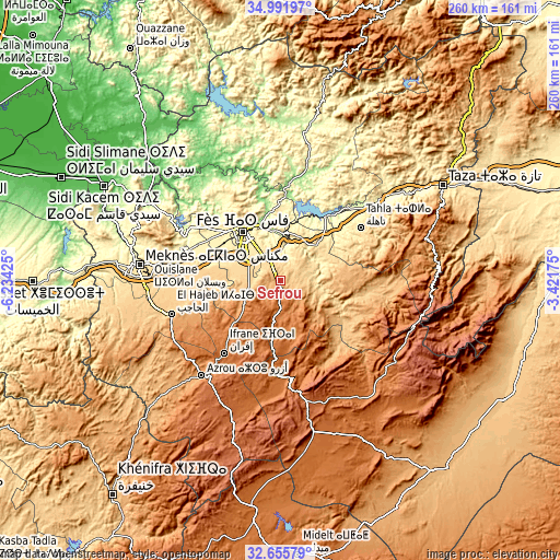 Topographic map of Sefrou