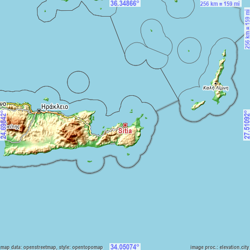 Topographic map of Sitia