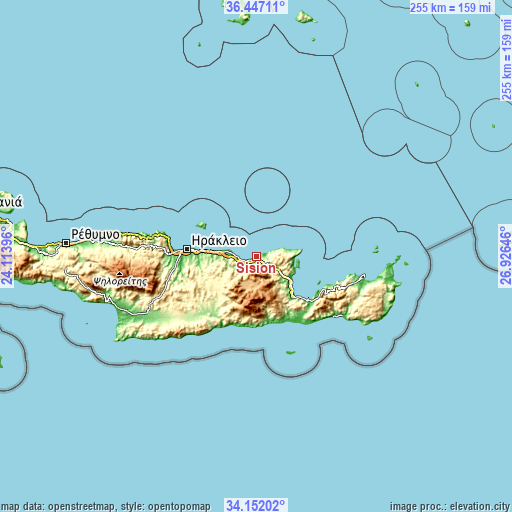 Topographic map of Sísion