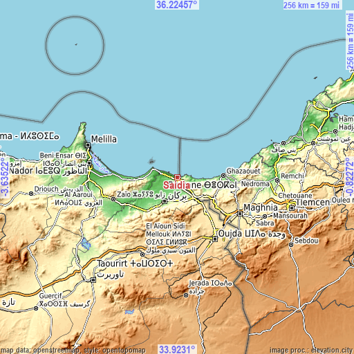 Topographic map of Saidia