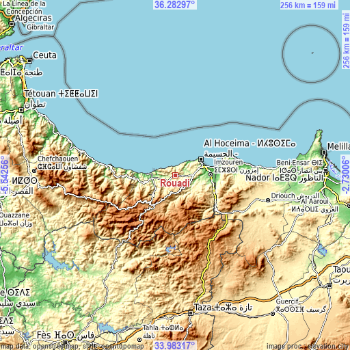 Topographic map of Rouadi