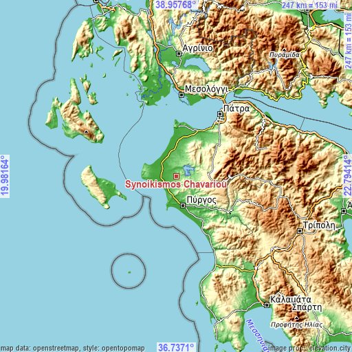 Topographic map of Synoikismós Chavaríou