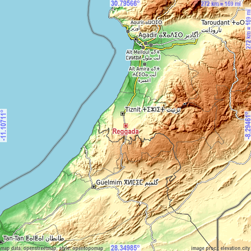 Topographic map of Reggada