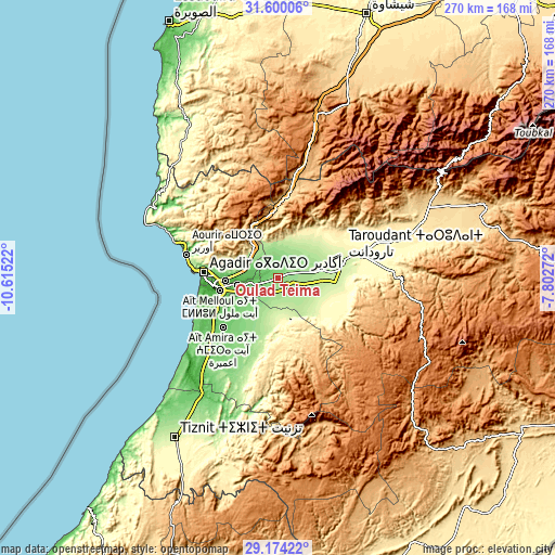 Topographic map of Oulad Teïma