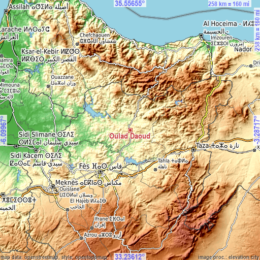 Topographic map of Oulad Daoud
