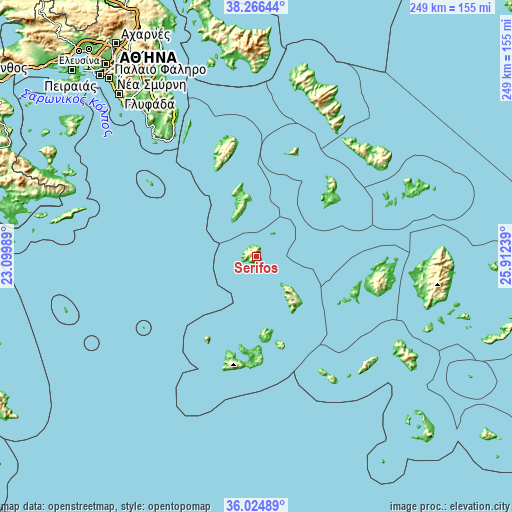 Topographic map of Sérifos