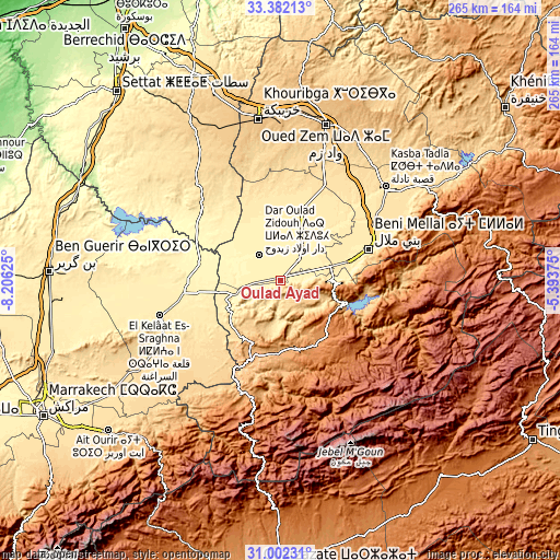 Topographic map of Oulad Ayad