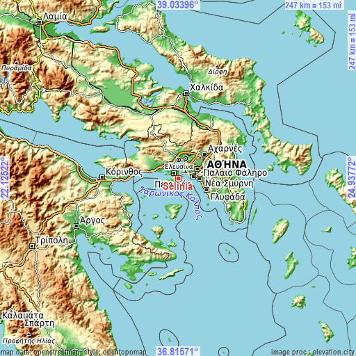 Topographic map of Selínia
