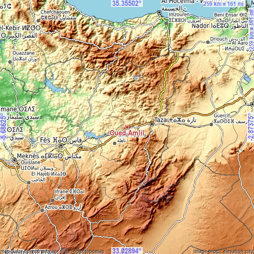 Topographic map of Oued Amlil