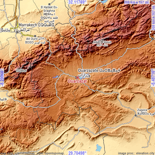 Topographic map of Ouarzazat