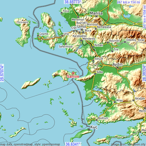 Topographic map of Samos