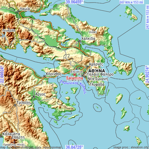 Topographic map of Salamína