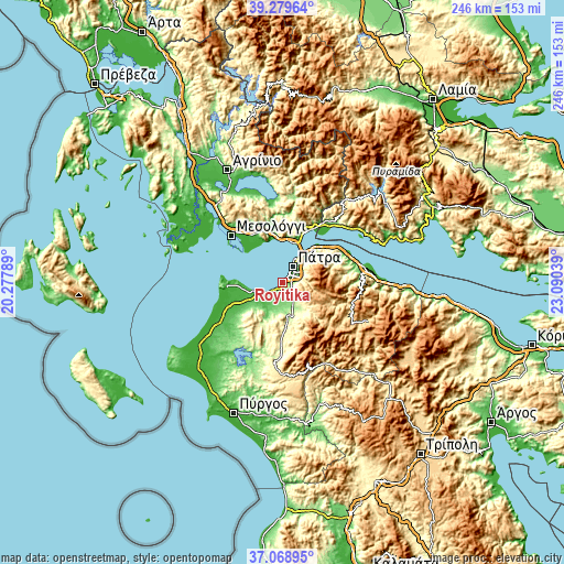 Topographic map of Royítika