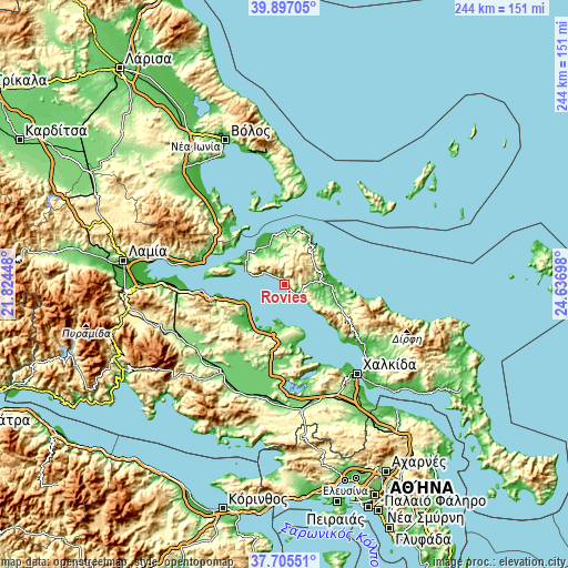 Topographic map of Roviés