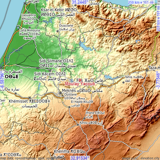 Topographic map of Moulay Yacoub