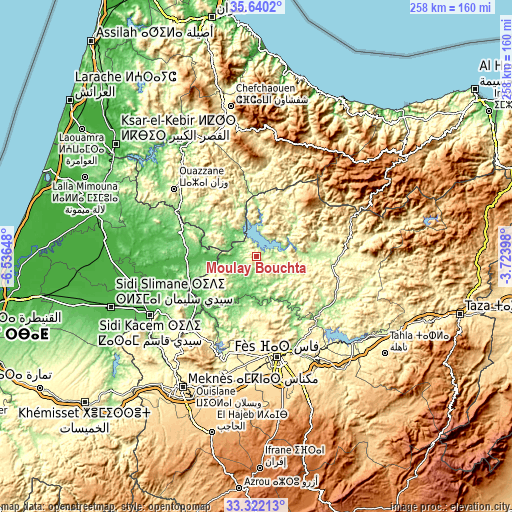 Topographic map of Moulay Bouchta