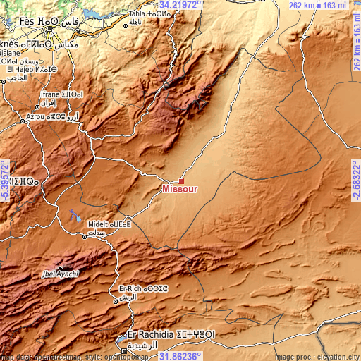 Topographic map of Missour