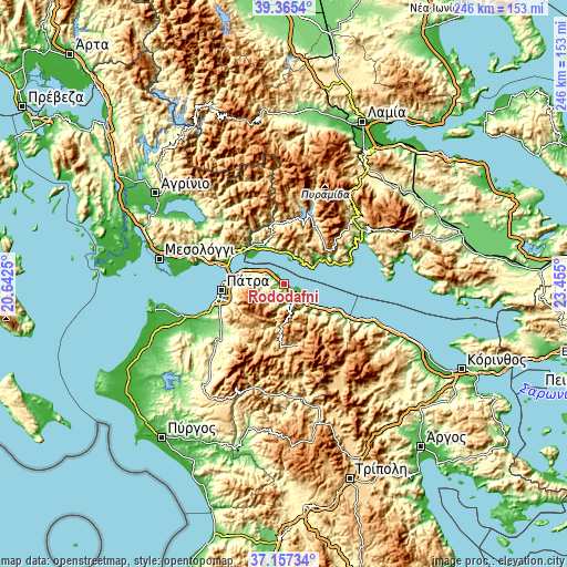 Topographic map of Rododáfni