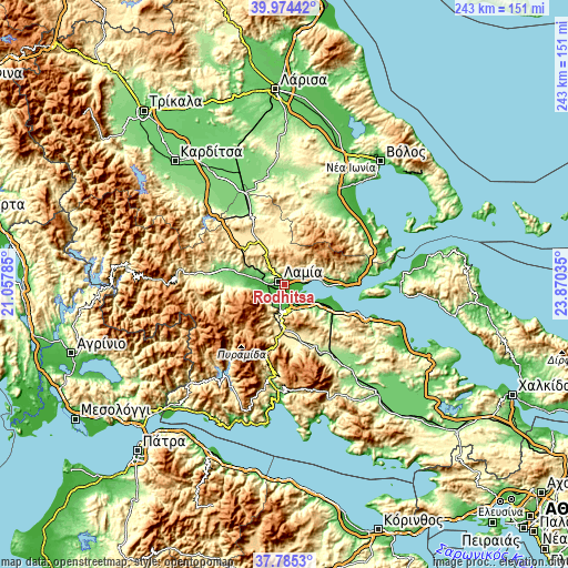 Topographic map of Rodhítsa